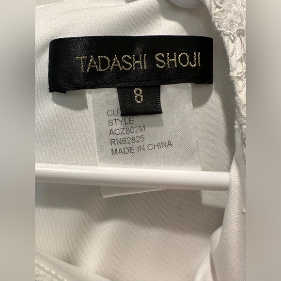 Tadashi Shoji Sleeveless White Lace Sheath w Banded Lace Ribbon Effect Detailing - Picture 8 of 8
